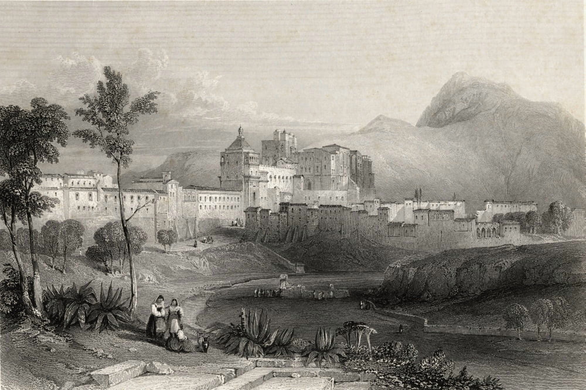 Sicily Italy The Palazzo Reale Palermo 1840 Engraving Drawn By WL Leitch Engraved By W Floyd Canvas Art - Ken Welsh Design Pics (18 x 12)