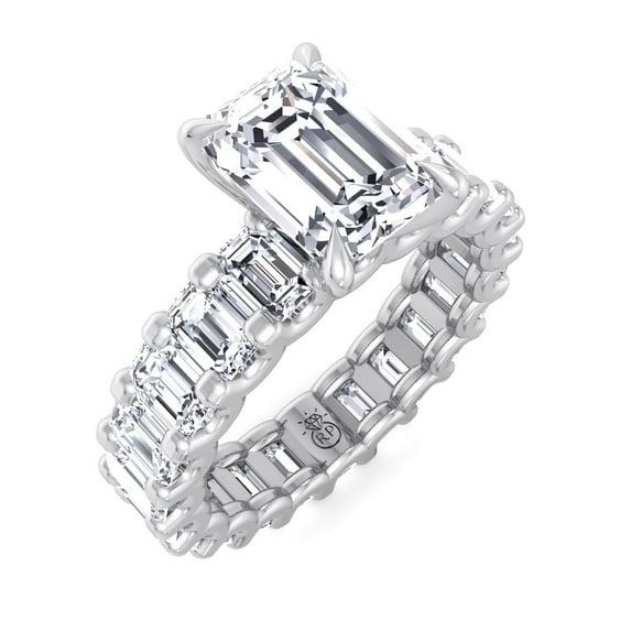 Sicily - Moissanite Emerald Cut Lab Diamond Eternity Engagement Ring (U-Prong Setting)