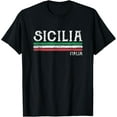 thumbnail image 1 of Sicily Sicilian Italian Flag Souvenirs T-ShirtMen's and women's gift, black and white T-shirt, size: Extra large S-4XL, 1 of 4