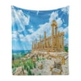 thumbnail image 1 of Sicily Soft Flannel Fleece Throw Blanket, Building of Juno Photo with Cloudy Sky Historical Roman Heritage, Cozy Plush for Indoor and Outdoor Use, 50" x 60", Multicolor, by Ambesonne, 1 of 5