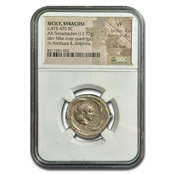 Sicily, Syracuse AR Tetradrachm (475-470 BC) VF NGC