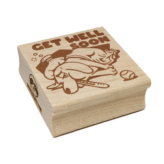 Sick Dog Get Well Soon Square Rubber Stamp Stamping Scrapbooking Crafting - Small 1.25in