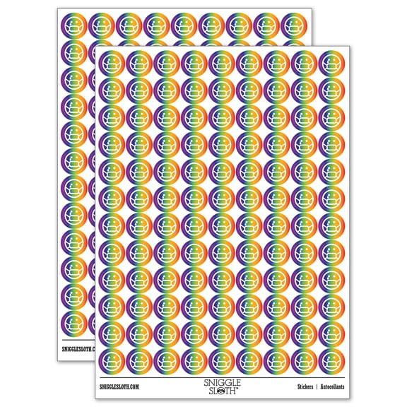 Sick Sad Face Mask Face Emoticon 200+ Round Stickers - Rainbow - Matte Finish - 0.50" Size