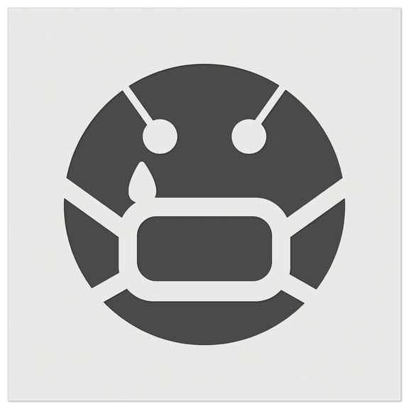 Sick Sad Face Mask Face Emoticon DIY Cookie Wall Craft Stencil - 3.5 Inch