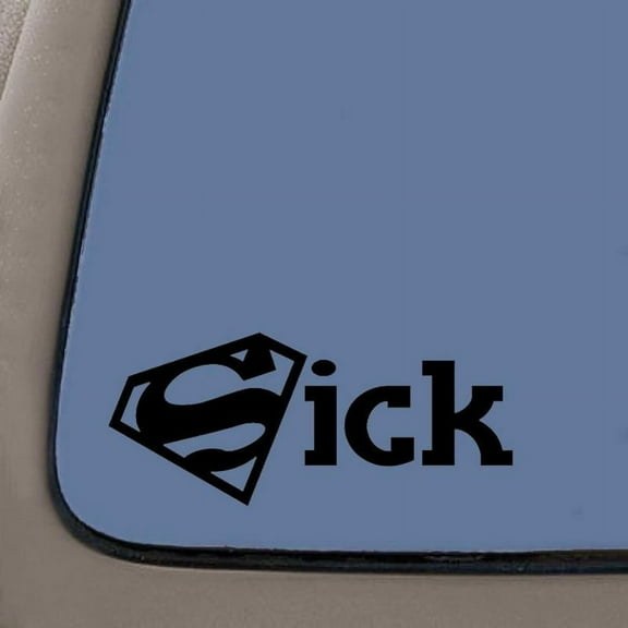Sick Superman Logo Decal | 8 Inches By 3.4 Inches | Black Vinyl Decal | Car Truck Van SUV Laptop Macbook Wall Decals
