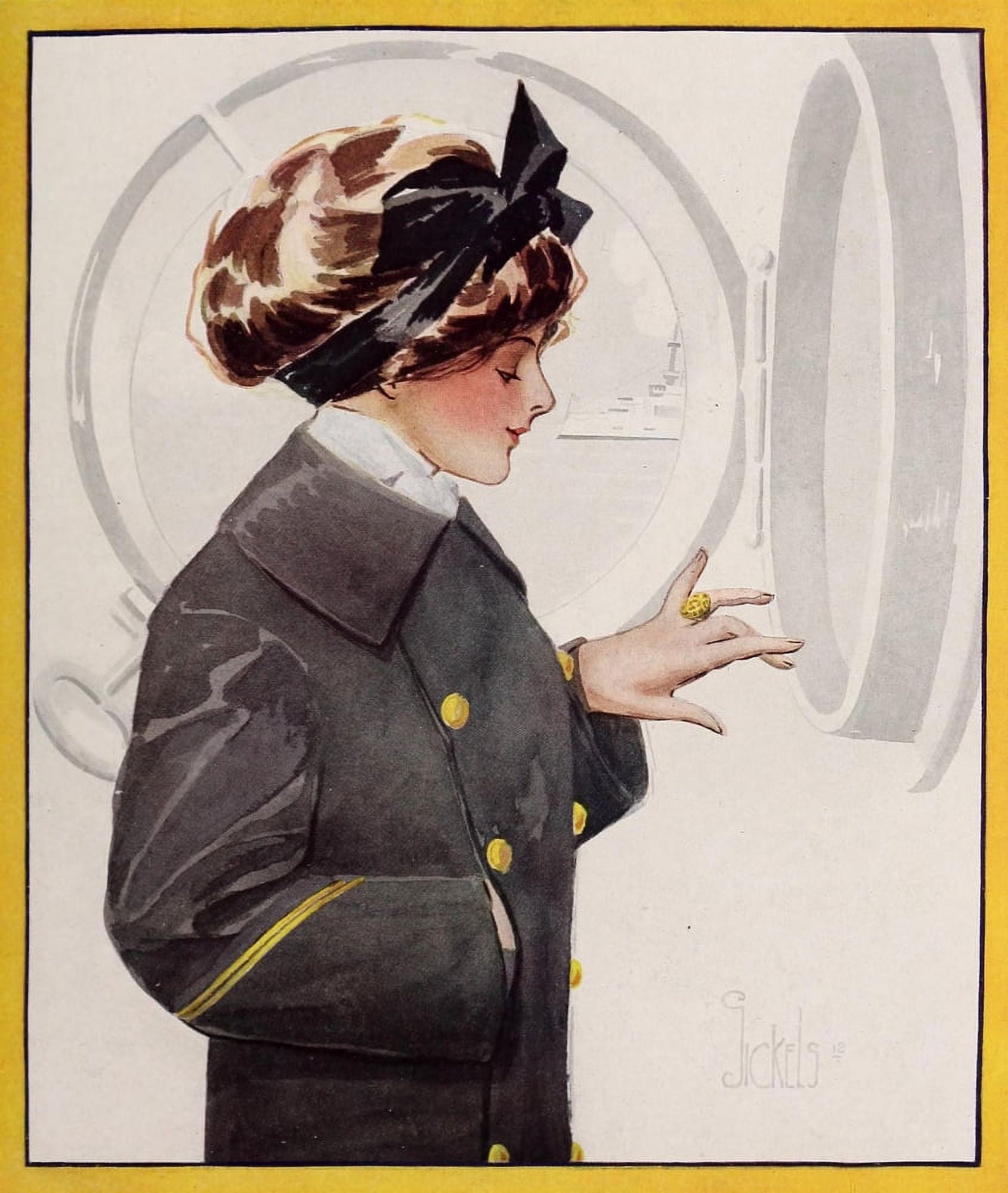 Sickels Lucky Bag 1914 Navy girl Canvas Art -  (18 x 24)