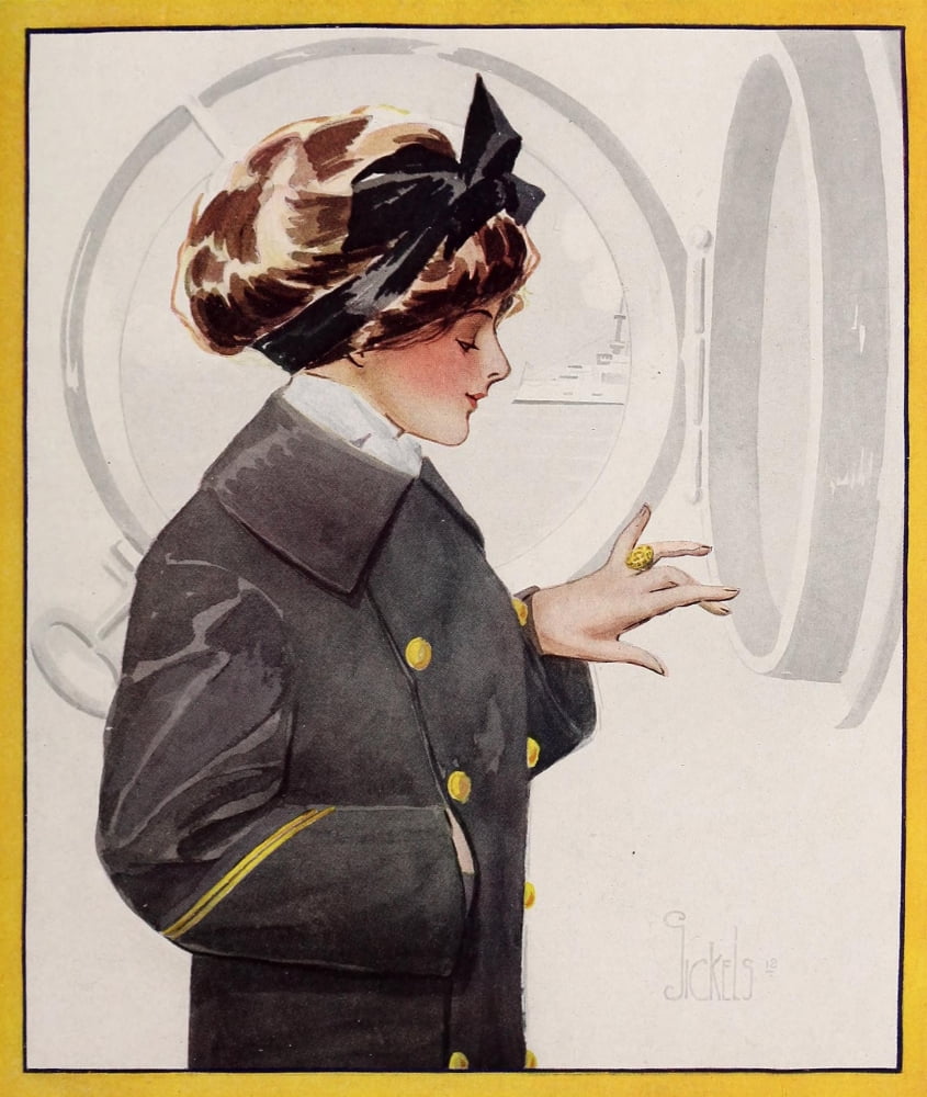 Sickels Lucky Bag 1914 Navy girl Canvas Art - (24 x 36)