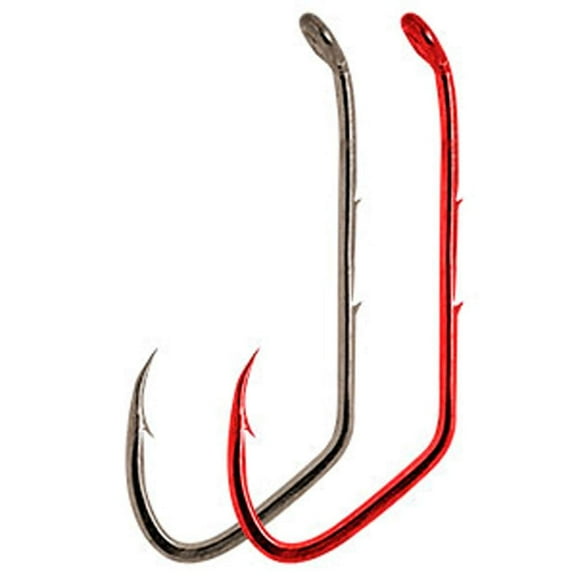 Sickle Baitholder Offset Down Eye Hook, Red Chrome, 6 - Matzuo 140062-6
