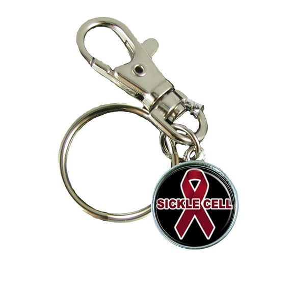 Sickle Cell Awareness Keychain Support Silver Plated Jewelry Key Chain