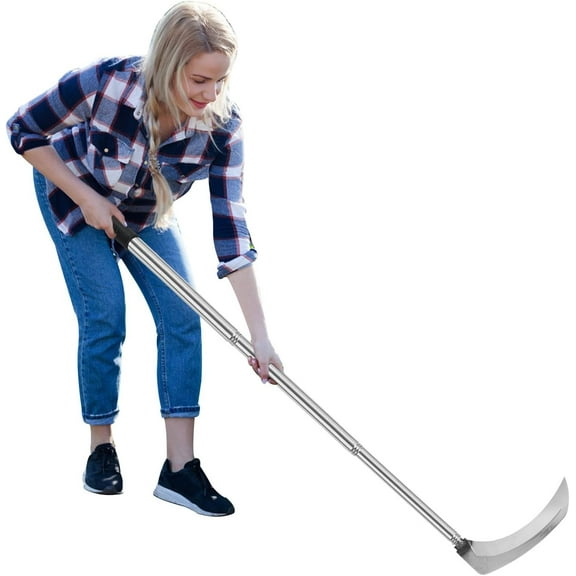 Sickle Weeding Garden Tool, Hand Weed Scythe for Grass Cutting, Billhook for Vines Bushes Cutter for Yard, Fields, Lawn and Ditches, Scythes Knife Tool for Farming Harvesting -Long Handle