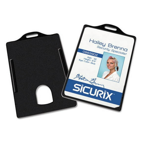 Sicurix Badge/card Holder, 4 X 2 9/10, Black, 25/pack | Bundle of 10 Packs