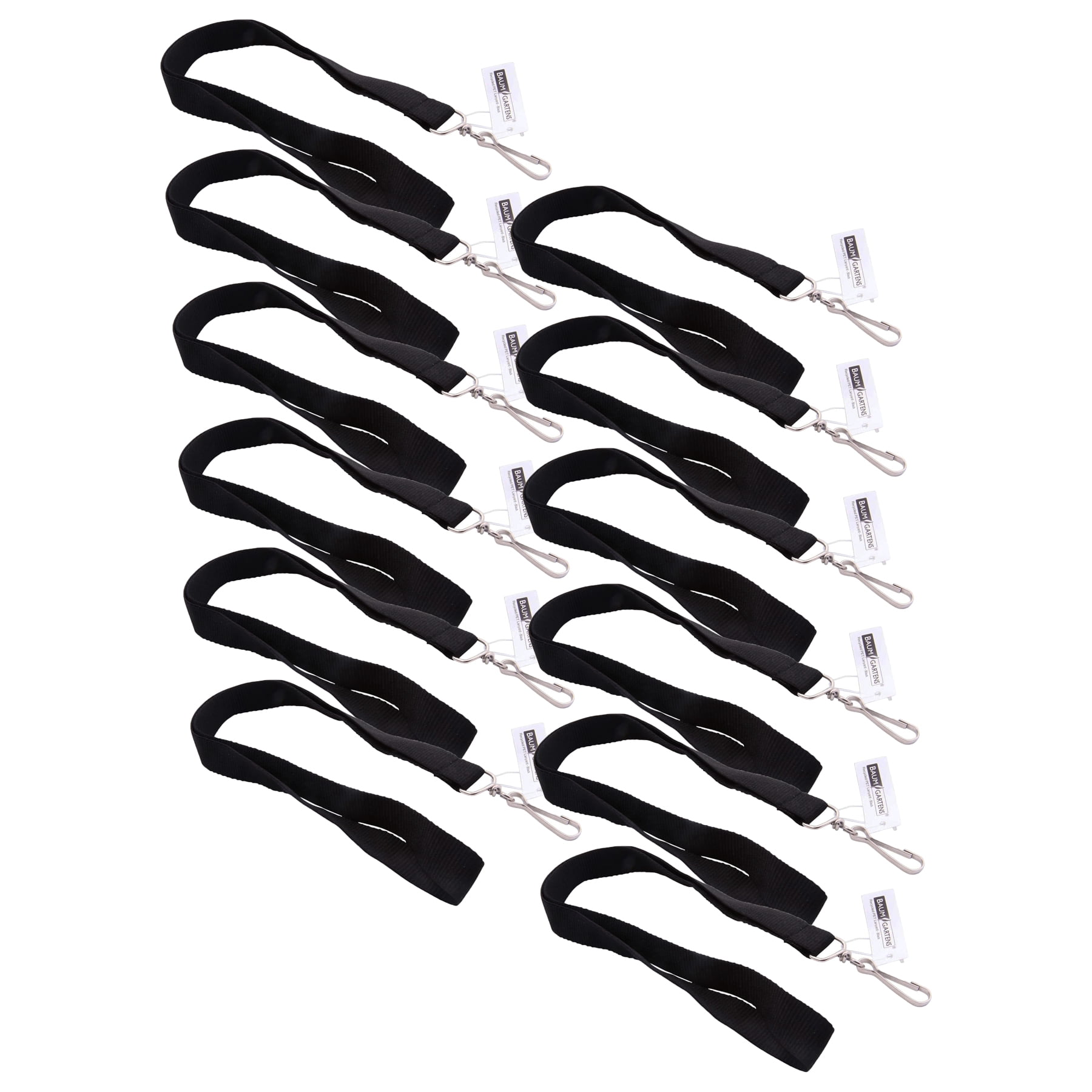 SICURIX Recycled PET Lanyard, Flat Style, J Hook, Black, Pack of 12