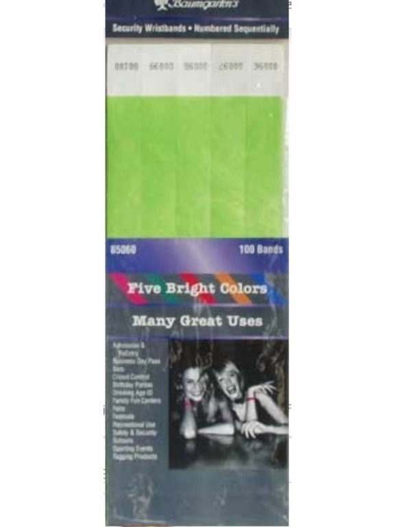 Security Wristband, Fluorescent, Tyvek, Orange, 100 Pack