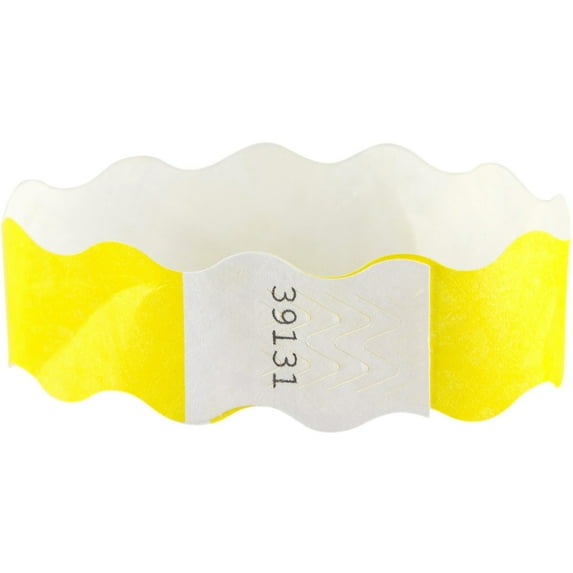 SICURIX, BAU85370, Wavy Wristbands with Adhesive, 100 / Pack, Yellow