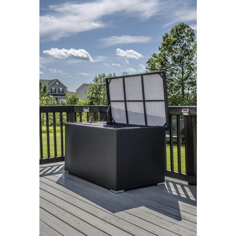 Oxford Black Wicker and Plastic Outdoor Deck Box