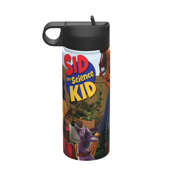 Sid The Science Kid Kids Insulated Water Bottle With Straw - 18 Oz Stainless Steel Double Wall Vacuum Cup, Leakproof, Bpa Free, Suitable For Boys And Girls