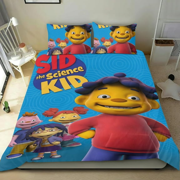 Sid the Science Kid-themed Bed Sheet Set Three Piece Set Comfortable And Skin Friendly Unique Design Home Decor Gifts For Family Friends fans54''x79''135cm*200cm