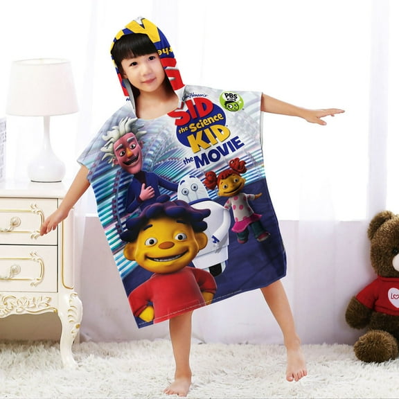 Sid the Science Kid Hooded Poncho Towels, Soft & Absorbent Microfiber Beach Towel, Swimming Pool Changing Robe Bathrobe Bath Towel