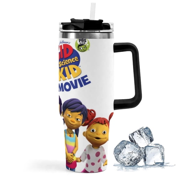 Sid the Science Kid-theme Insulated Stainless Steel Tumbler with Handle Gifts For Family Friends Fans and Straw Fits in Standard Cup Holder 40 OZ