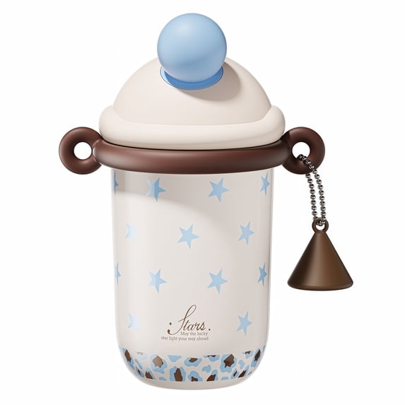 Sidagar 18 fl oz Leakproof Stainless Stee Insulated Water Bottle with Straw, Wide Mouth, Star Blue