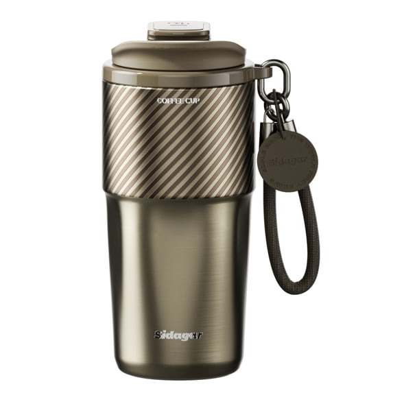 Sidagar 20oz Ceramic Lined Stainless Steel Insulated Travel Coffee Mug with Leak-Resistant Lid, Brown