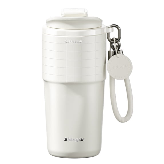 Sidagar 20oz Ceramic Lined Stainless Steel Insulated Travel Coffee Mug with Leak-Resistant Lid, White