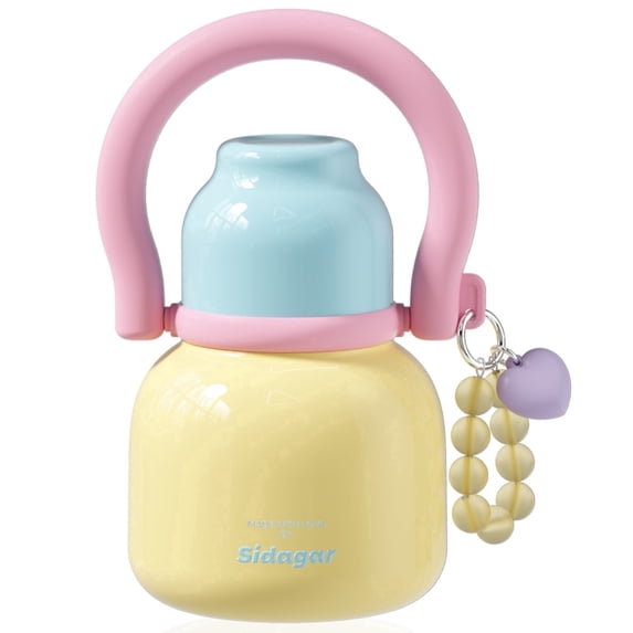 Sidagar 22 oz Insulated Stainless Steel Water Bottle with Straw and Handle, Wide Mouth, Leakproof Lid, Yellow