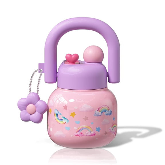 Sidagar 23 oz Water Bottle with Straw and Carry Handle, Wide Mouth Vacuum Insulated Medical Grade Stainless Steel Tumbler, Travel Coffee Cup,Rainbow