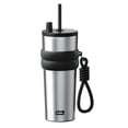 thumbnail image 1 of Sidagar 24 oz Silver Double-Walled Leak-Resistant Lid with Straw Stainless Steel Tumbler, 1 of 6
