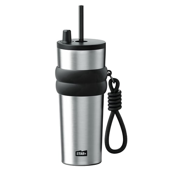 Sidagar 24 oz Silver Double-Walled Leak-Resistant Lid with Straw Stainless Steel Tumbler