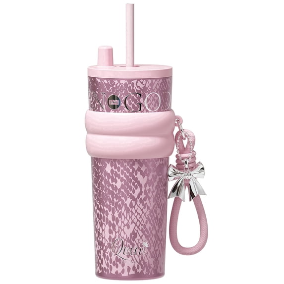 Sidagar 24 oz Stainless Steel Vacuum Insulated Ceramic Lined Tumbler with Straw Lid, Pearl Pink