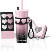 Sidagar 24oz Ceramic Coated Insulated Tumbler with Straw, Gift Travel Mug for Women and Couples, Pink