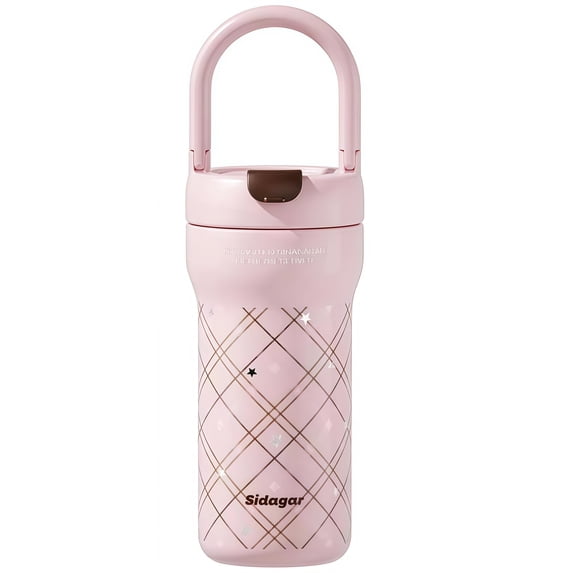 Sidagar 24oz Ceramic Lined Stainless Steel Insulated Tumbler with Handle, Leak-Resistant Lid, Pink