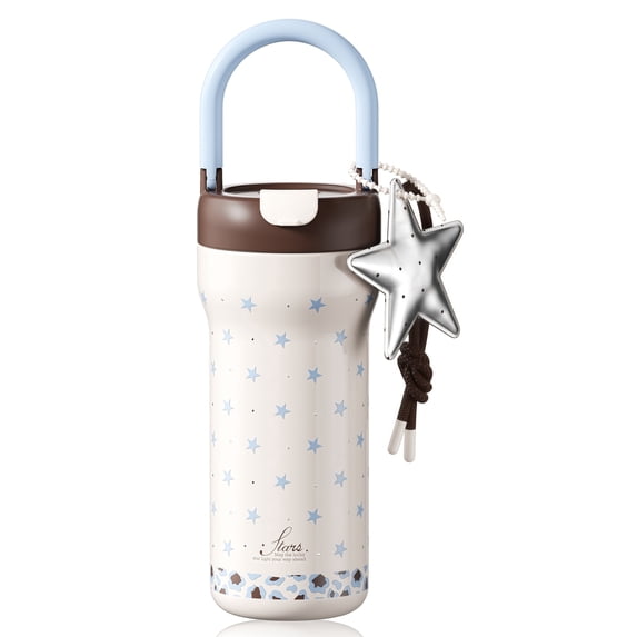 Sidagar 25 fl oz Insulated Stainless Steel Tumbler with Top Handle, Spill Proof Straw Lid, Star Pattern