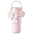 thumbnail image 1 of Sidagar 26 fl oz Stainless Steel Insulated Water Bottle with Handle, Leakproof Straw Lid, Floral Pink, 1 of 10