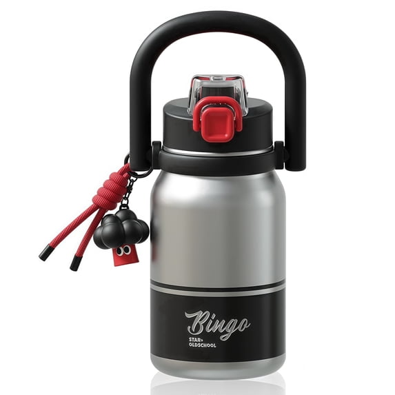 Sidagar 32 oz Vintage Stainless Steel Insulated Water Bottle with Straw Lid and Handle, Leakproof, Cool Silver Grey