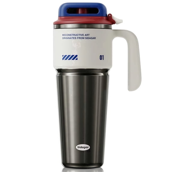 Sidagar 32 oz Stainless Steel Insulated Tumbler with Straw and Handle, Leakproof One-Touch Lid, Arctic White