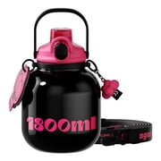 Sidagar 60 oz Large Stainless Steel Insulated Water Bottle with Straw Lid and Carry Handle, Leak-Resistant, Black