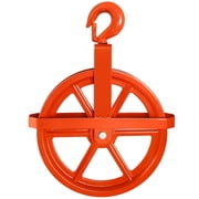 Sidasu 12-Inch Scaffold Hoist Pulley, Iron Wheel with Ladder Hooks, 1000 lbs Lifting Capacity, Reddish Orange