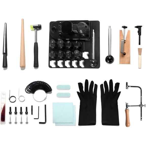 Sidasu 18 Pcs Ring Bending Tool, Spoon Ring Making Kit for DIY Jewelry, Ring Bender with Nylon Dies Set/Measurement Gauge, Precision Metal Craft Tool for Beginners & Professionals