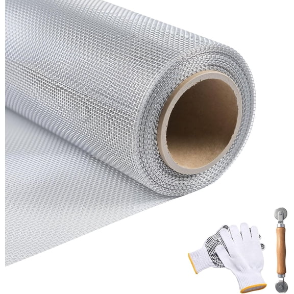 Sidasu 36in x 200in Stainless Steel Window Screen Mesh Roll Rust-Resistant DIY Replacement for Windows & Doors,Silver