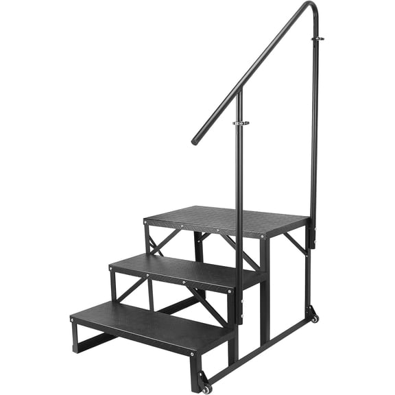 Sidasu RV Steps with Handrail,Hot Tub Steps with Handrail,Mobile Home Stairs 3 Steps,Non Slip Panel,Portable Stairs for 5th Wheel RV