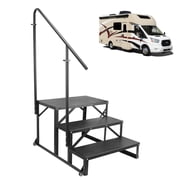 Sidasu RV Steps with Handrail,Hot Tub Steps with Handrail,Mobile Home Stairs 3 Steps,Non Slip Panel,Portable Stairs for 5th Wheel RV