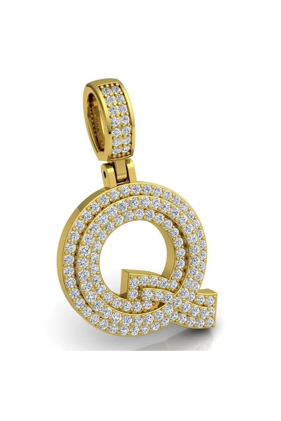 Siddeshwar Jewels 14K Yellow Gold Plated Custom Hip Hop "Q" Letter Pendant 4.3Ct Round Cut Lab Created