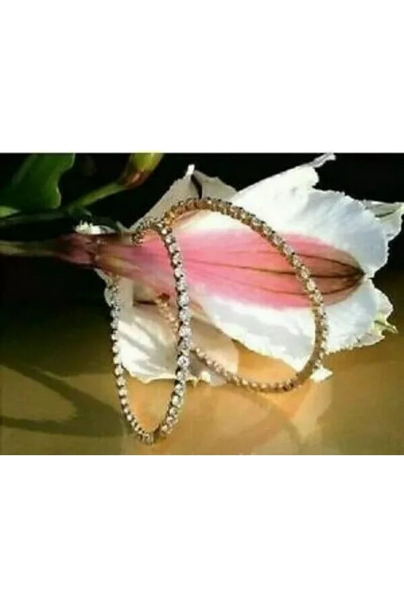 Siddeshwar Jewels 2Ct Large Huggie Hoop Round Cut Lab Created White Diamond Earrings in 14K Yellow Gold Plated