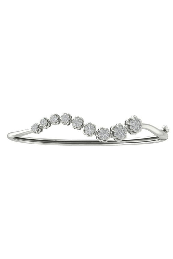 Siddeshwar Jewels 5Ct Lab Created Round Cut Diamond Bangle Bracelet in 14K White Gold Plated