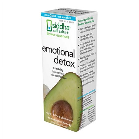 Siddha Flower Essences Plus Cell Salts Emotional Detox Homeopathic Oral Spray, 1 Oz