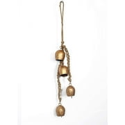 Siddhivinayak Overseas Rustic Wrought Iron Door Chimes & Bells, Brass Finish (4 Count)