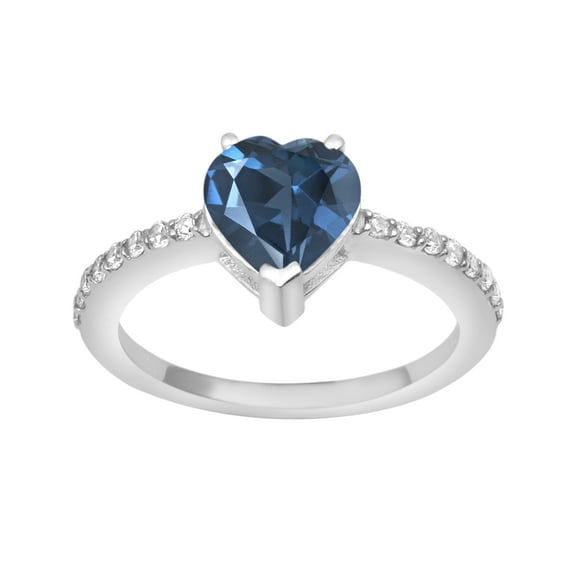 Side Accents 7 MM London Blue Topaz 925 Sterling Silver Valentines Day Gifts Women Solitaire Ring