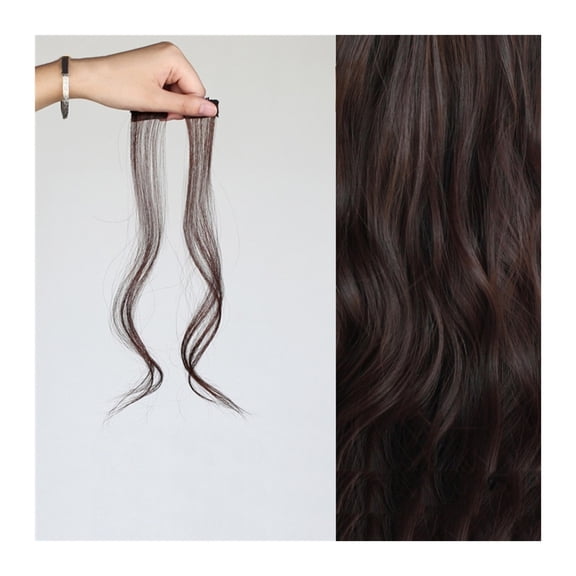Side Air Bangs, Long Wavy Curly Clip in Bangs Front Side Bangs for Women Daily Use 2 PCS Set Long Temples Natural Synthetic False Fringe Bangs